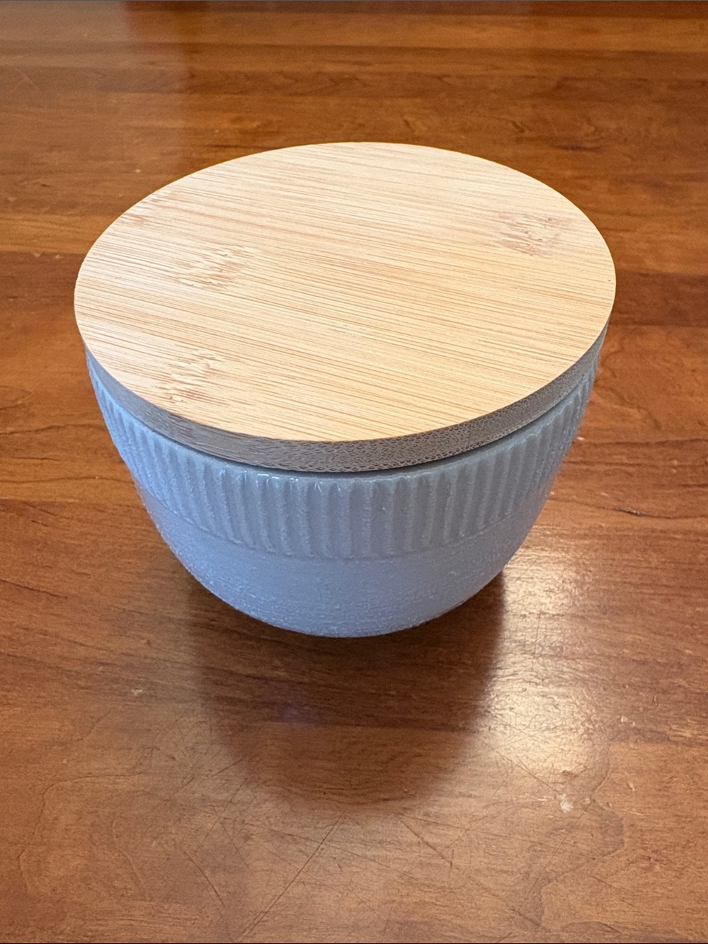 Ceramic Storage Jar with Bamboo Lid - cream color